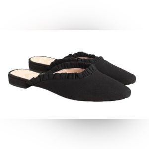 J, Crew Carolyn mule flats in canvas with ruffle NIB